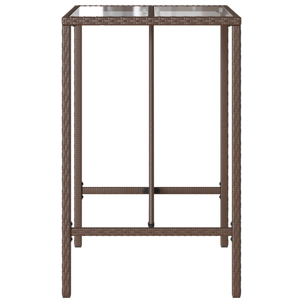 barna polyrattan kültéri bárasztal 70 x 70 x 110 cm