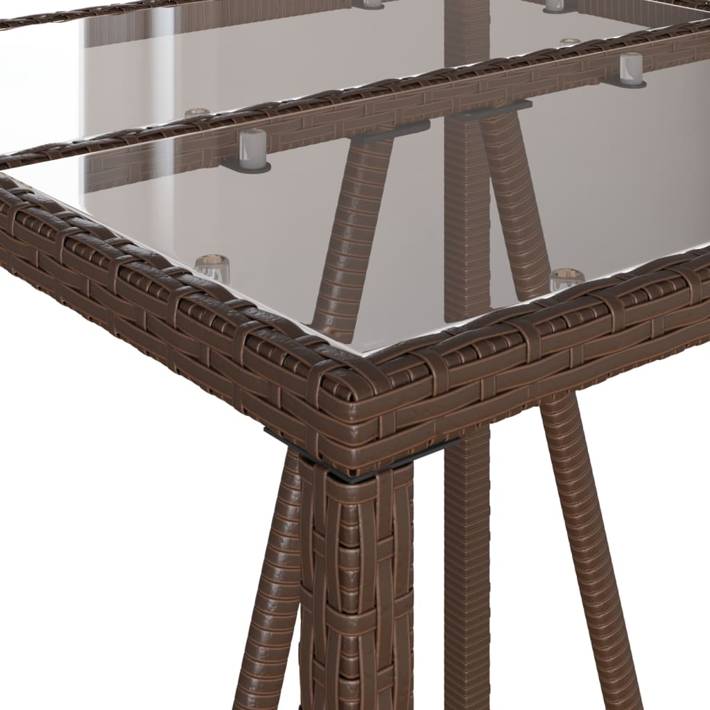 barna polyrattan kültéri bárasztal 70 x 70 x 110 cm
