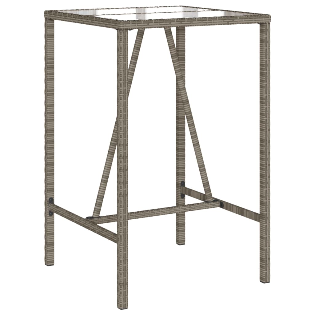 szürke polyrattan kültéri bárasztal 70 x 70 x 110 cm