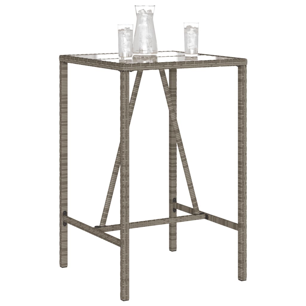 szürke polyrattan kültéri bárasztal 70 x 70 x 110 cm