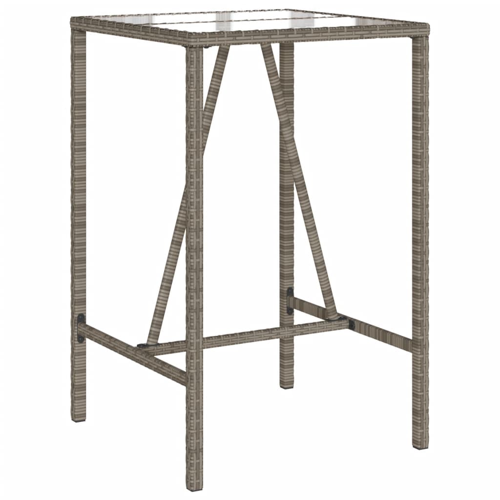 szürke polyrattan kültéri bárasztal 70 x 70 x 110 cm