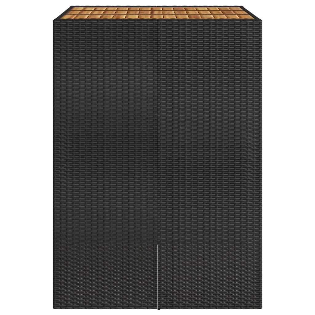 fekete polyrattan kerti bárasztal akácfa lappal 105x80x110 cm