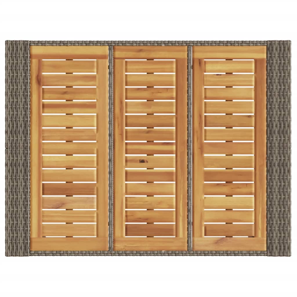 szürke polyrattan kerti bárasztal akácfa lappal 105x80x110 cm