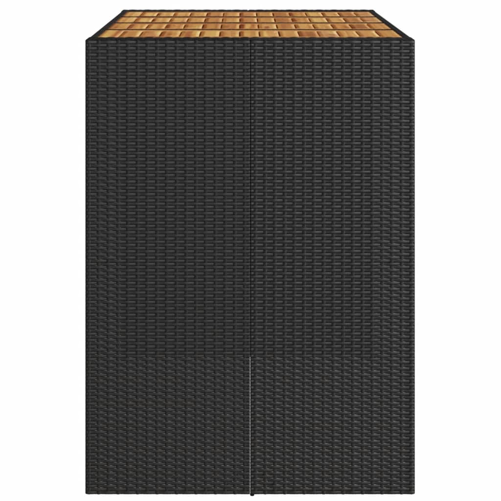 fekete polyrattan kerti bárasztal akácfa lappal 145x80x110 cm