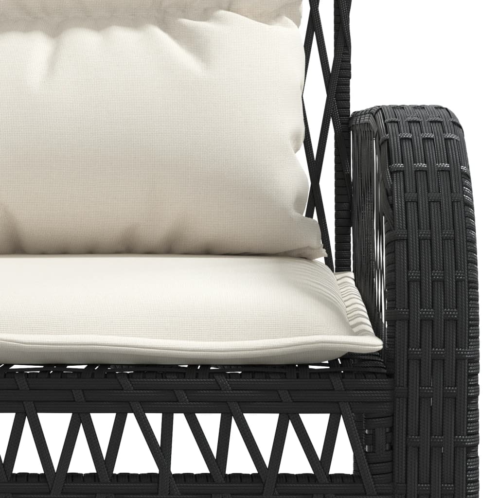 4 részes fekete polyrattan kerti ülőgarnitúra párnákkal