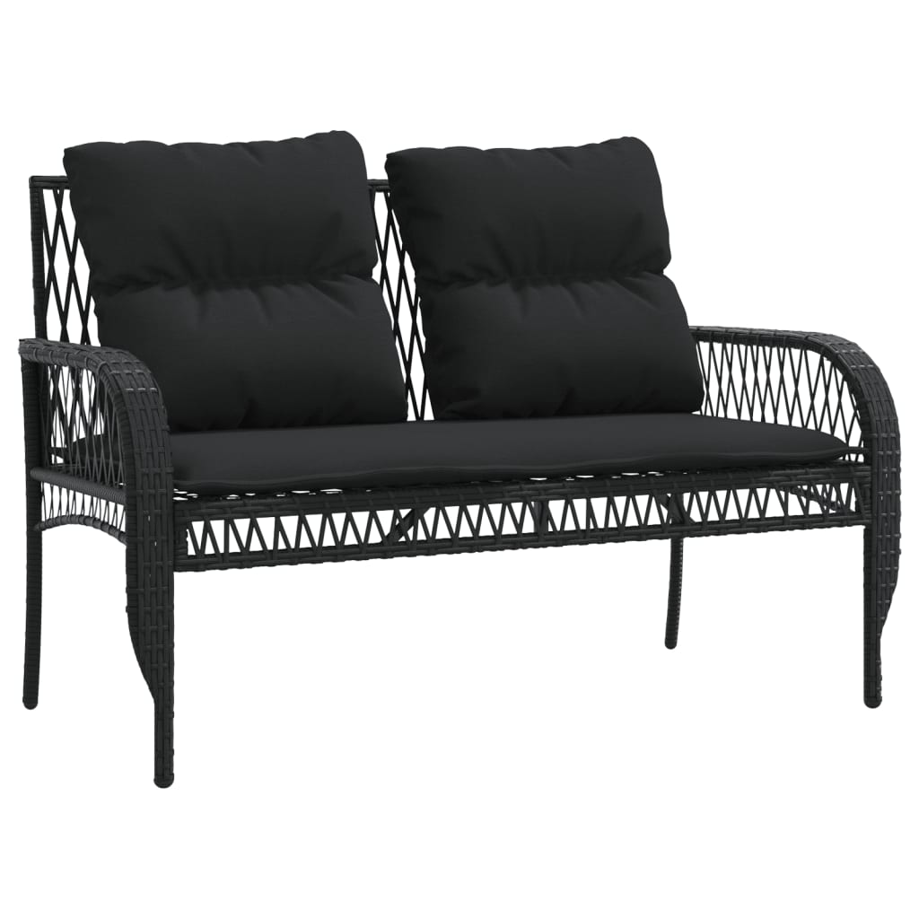 4 részes fekete polyrattan kerti ülőgarnitúra párnákkal