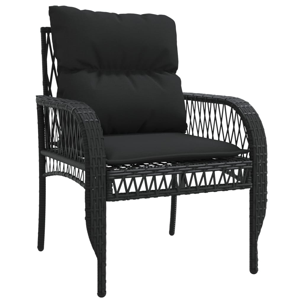 4 részes fekete polyrattan kerti ülőgarnitúra párnákkal