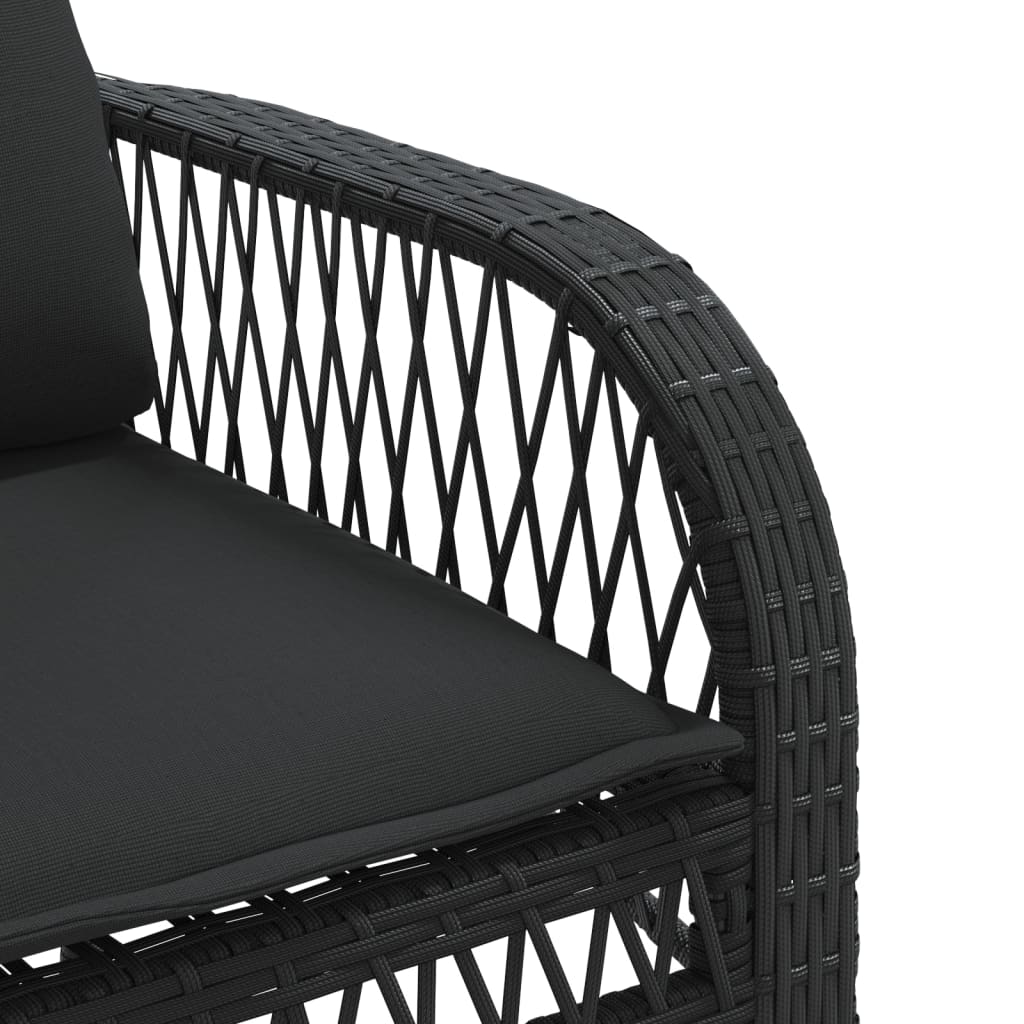 4 részes fekete polyrattan kerti ülőgarnitúra párnákkal