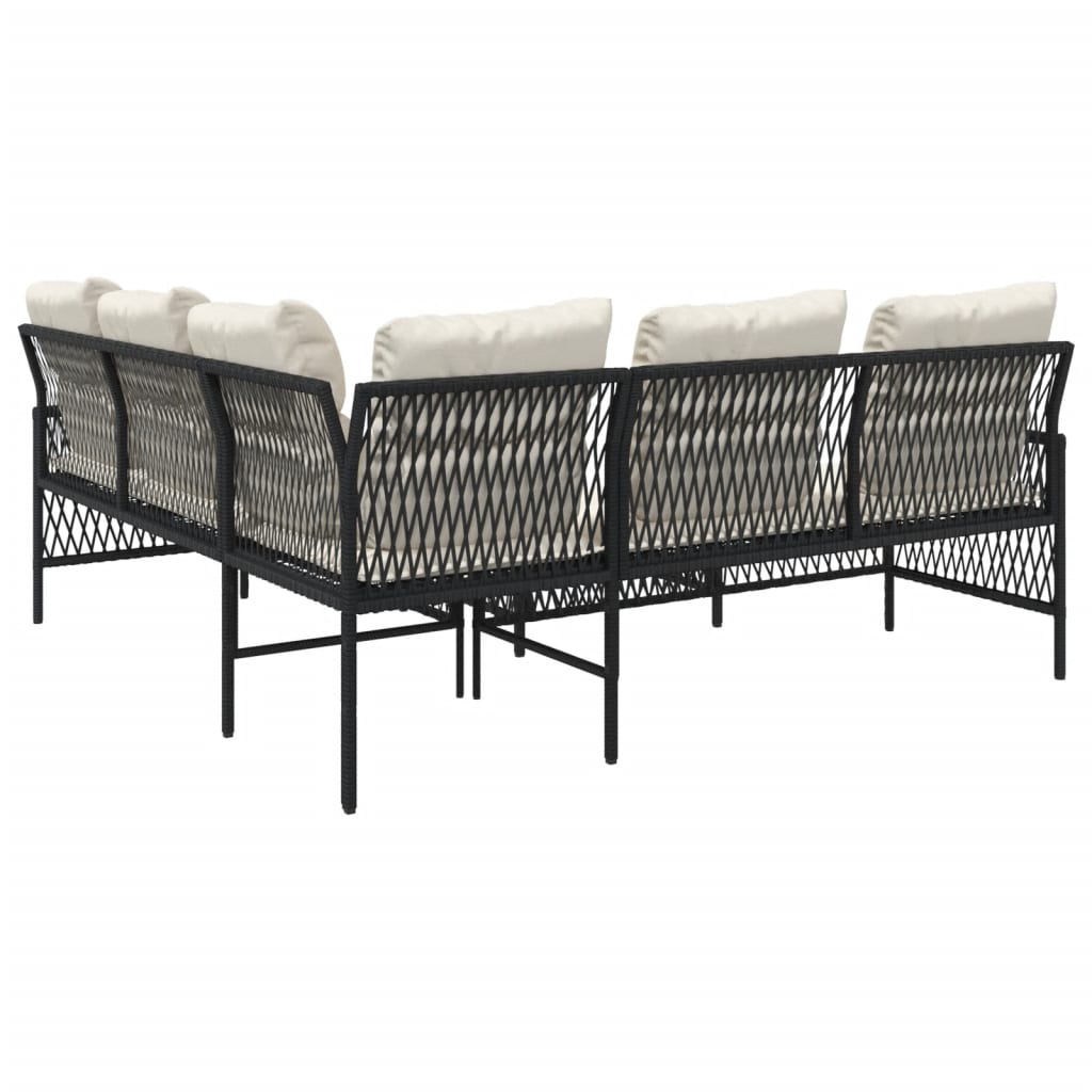 2 részes fekete polyrattan kerti ülőgarnitúra párnával