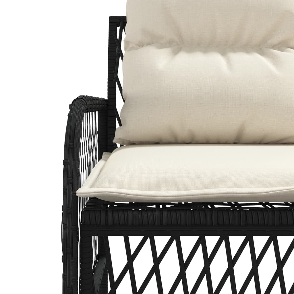 2 részes fekete polyrattan kerti ülőgarnitúra párnával