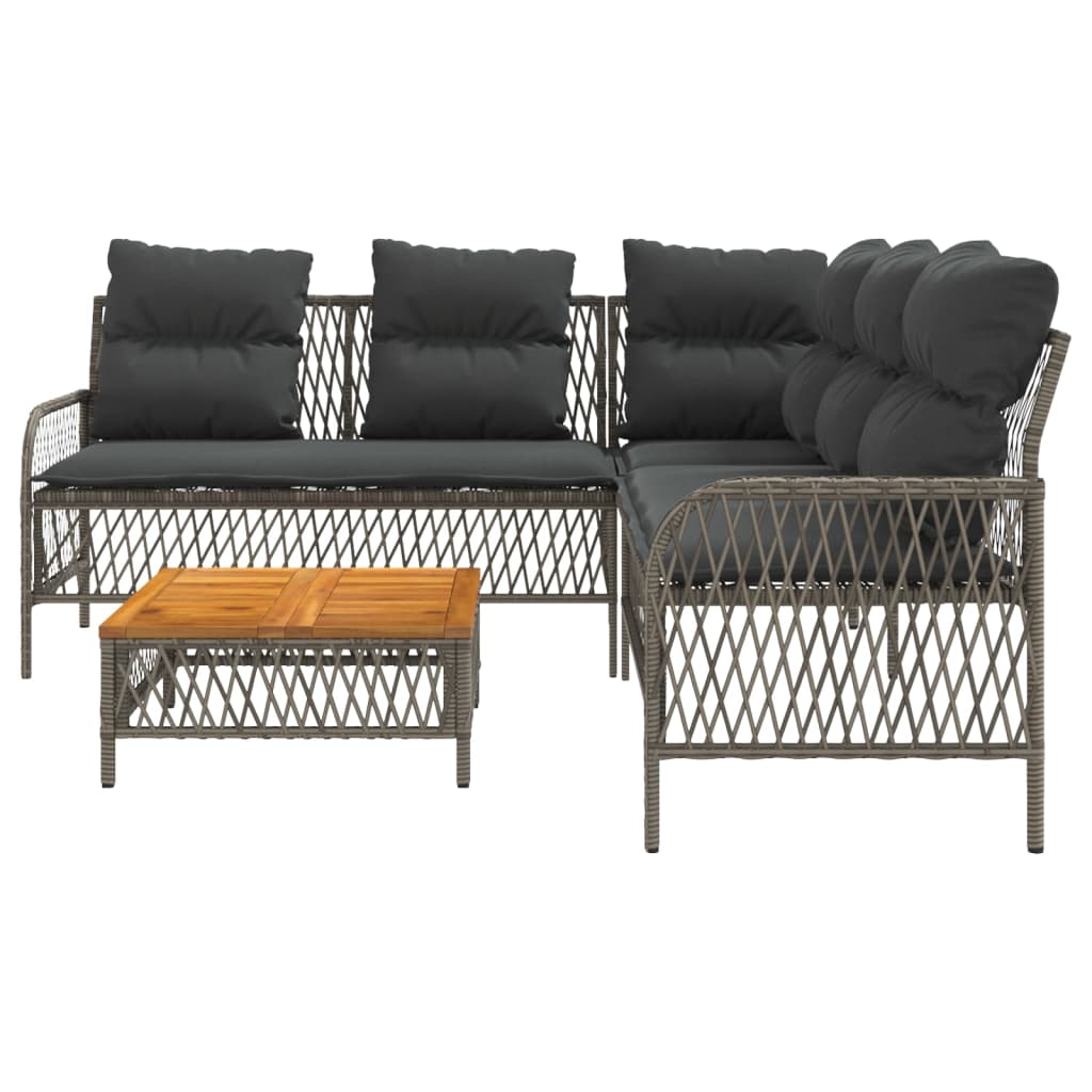 2 részes szürke polyrattan kerti kanapészett párnákkal