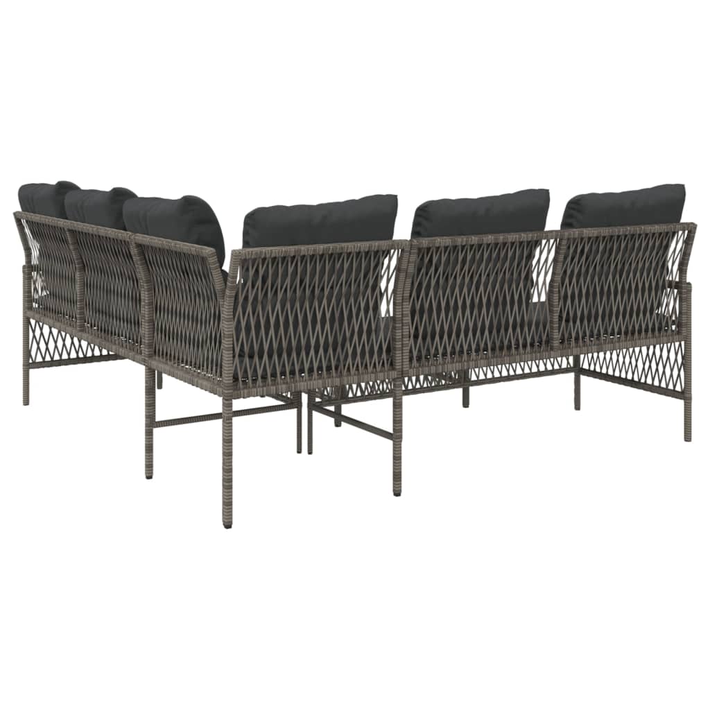 2 részes szürke polyrattan kerti kanapészett párnákkal