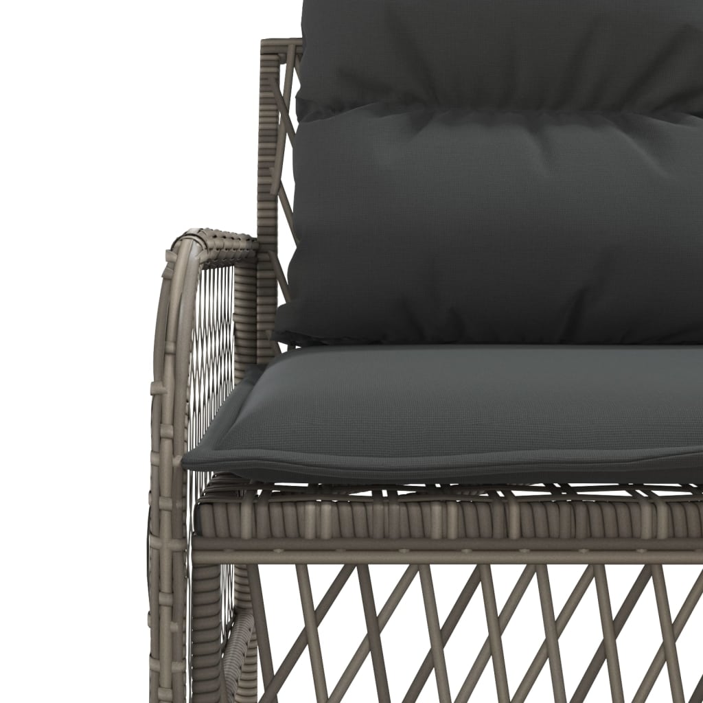 2 részes szürke polyrattan kerti kanapészett párnákkal