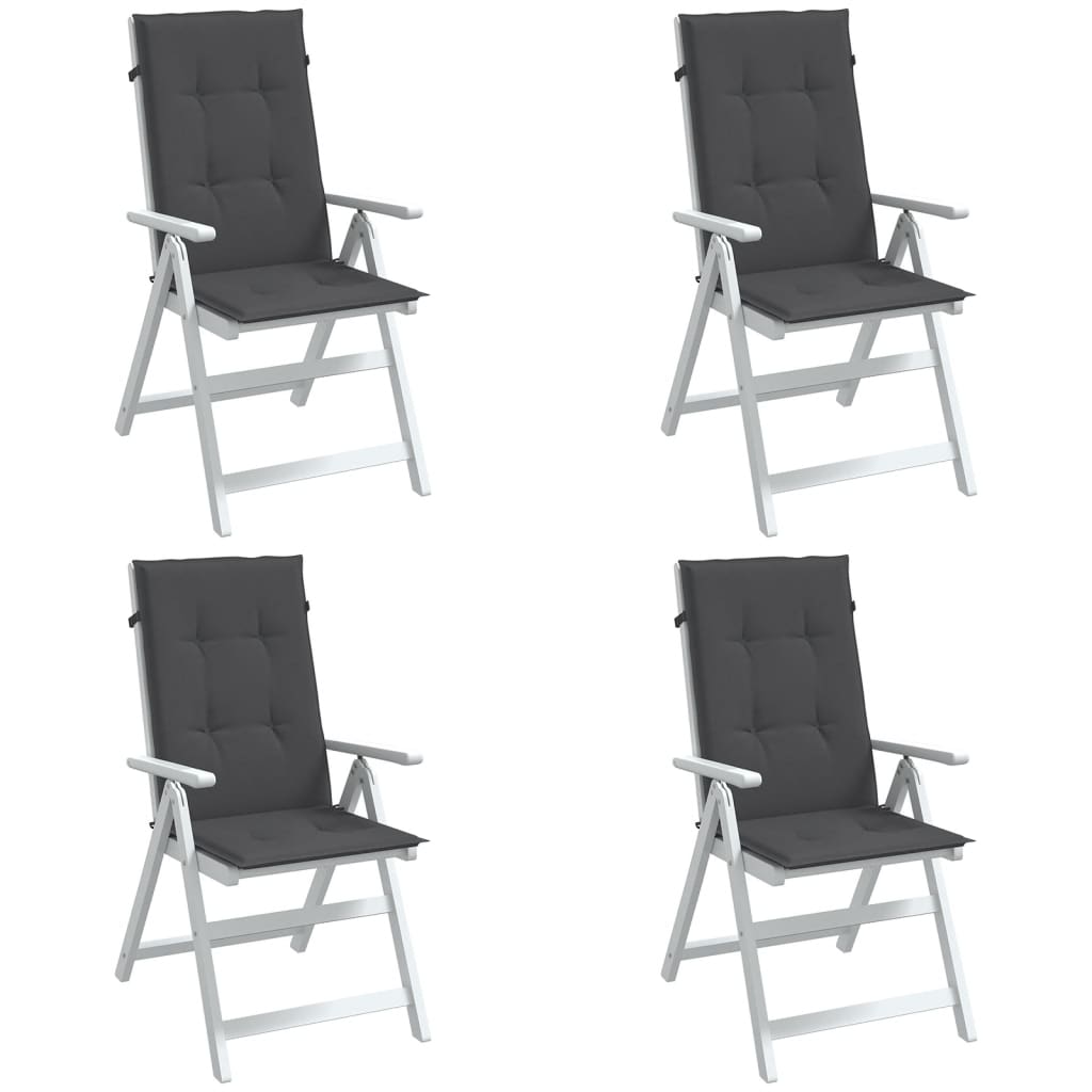 4 db antracit szövet magas háttámlájú székpárna 120x50x4 cm