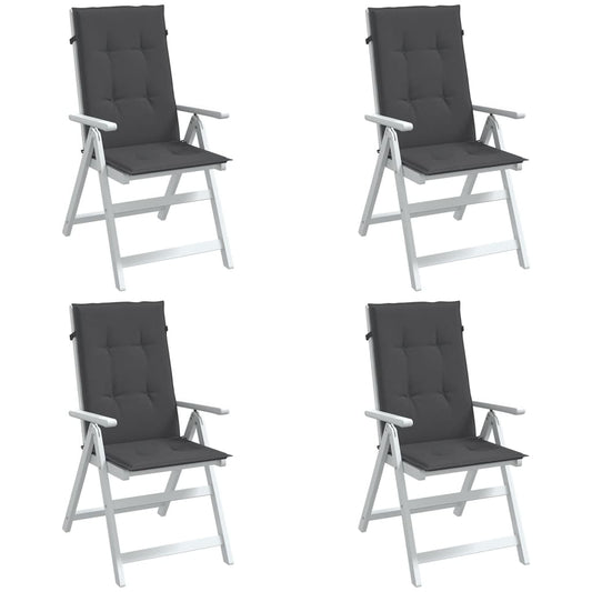 4 db antracit szövet magas háttámlájú székpárna 120x50x4 cm