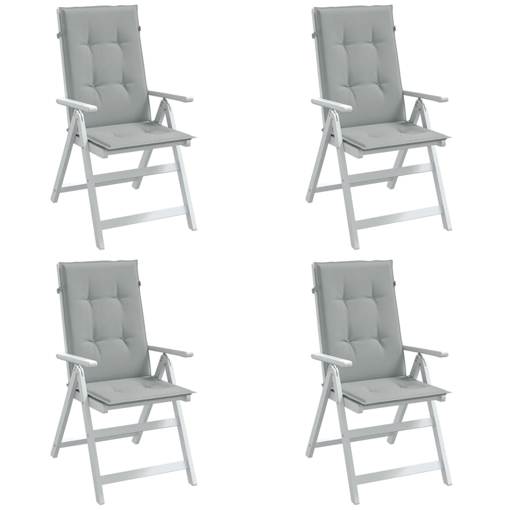4 db világosszürke szövet magas háttámlájú székpárna 120x50x4cm