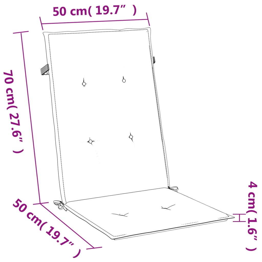 4 db tópszínű szövet magas háttámlájú székpárna 120x50x4 cm