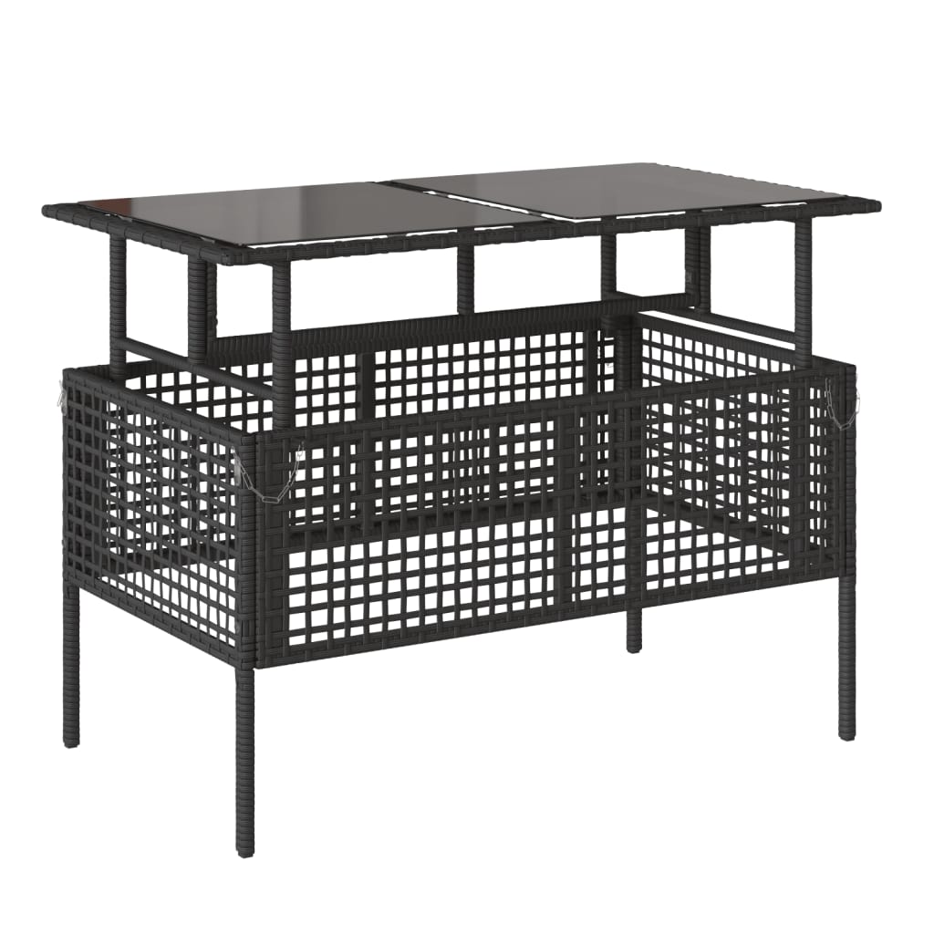 4 részes fekete polyrattan üveg kerti ülőgarnitúra párnával