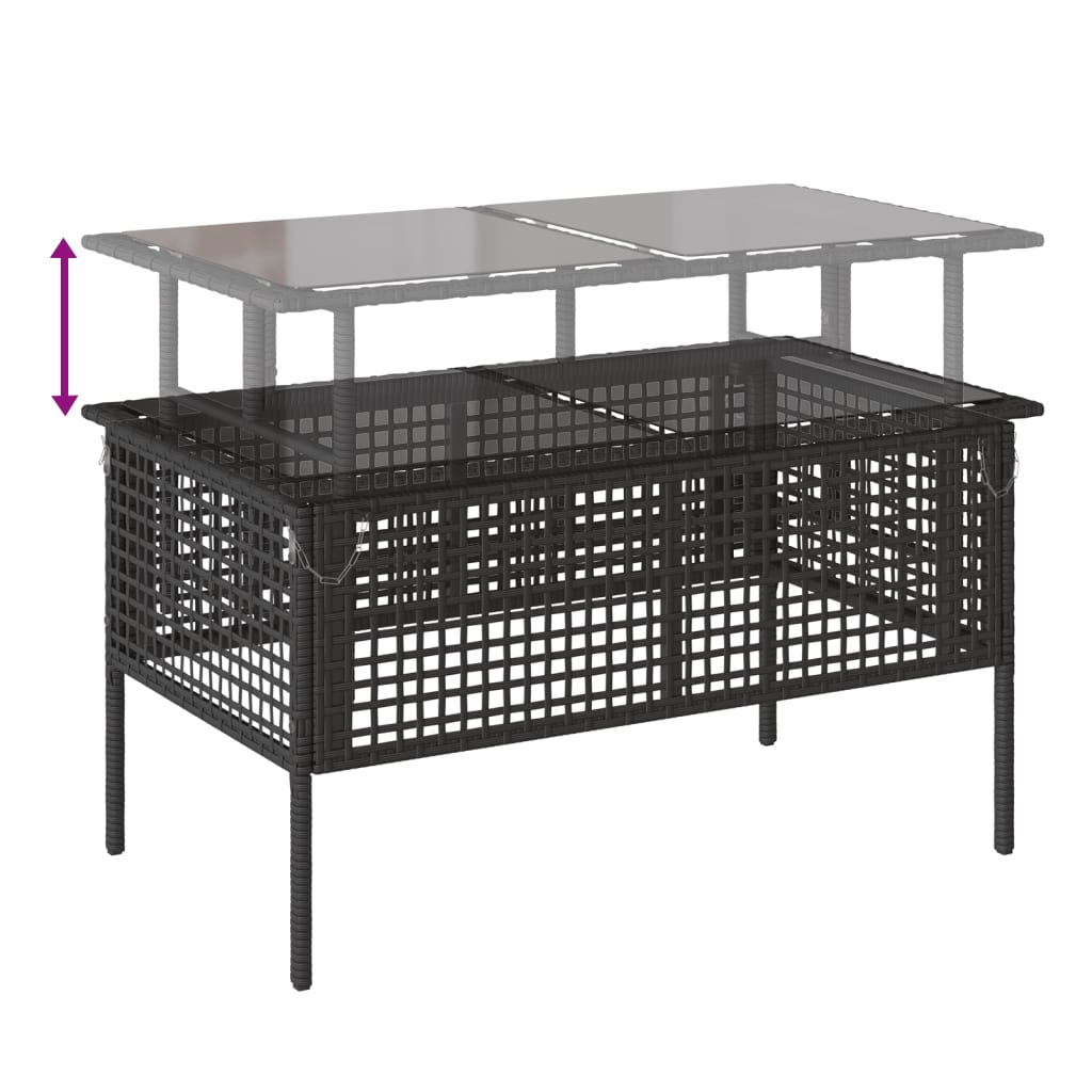 4 részes fekete polyrattan üveg kerti ülőgarnitúra párnával