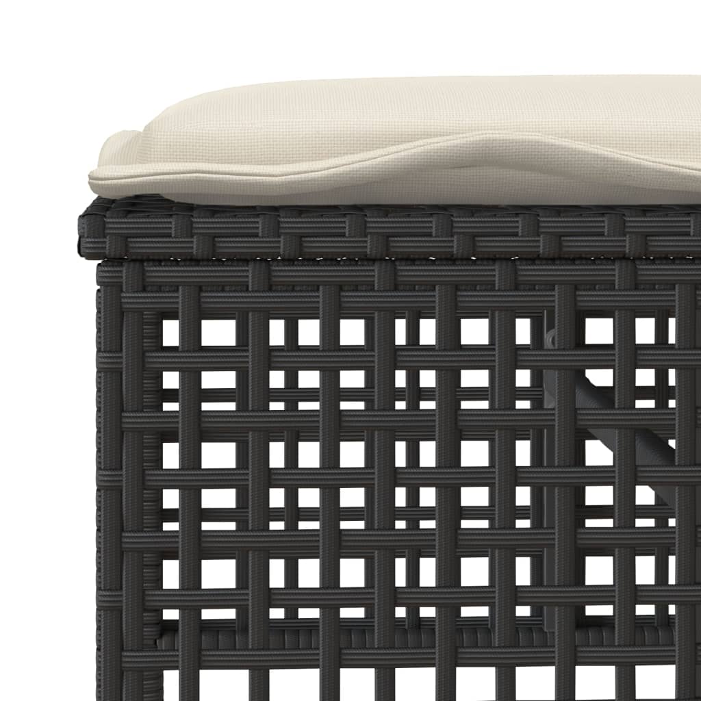 4 részes fekete polyrattan üveg kerti ülőgarnitúra párnával