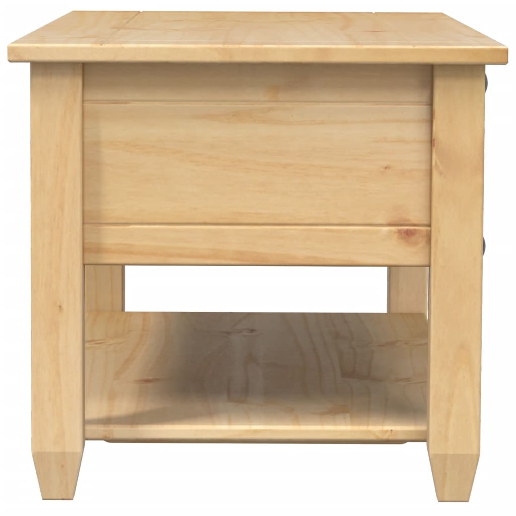 Corona tömör fenyőfa dohányzóasztal fiókokkal 100x48x45 cm