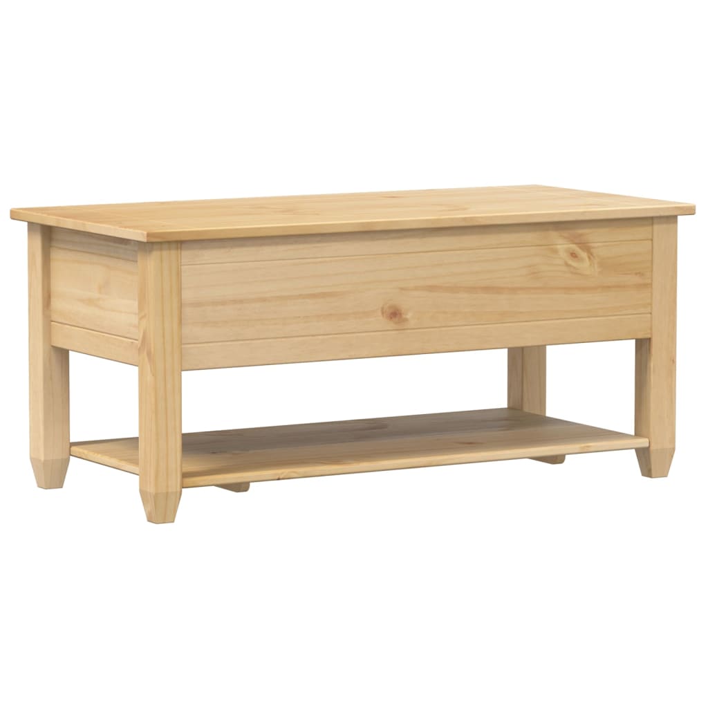Corona tömör fenyőfa dohányzóasztal fiókokkal 100x48x45 cm