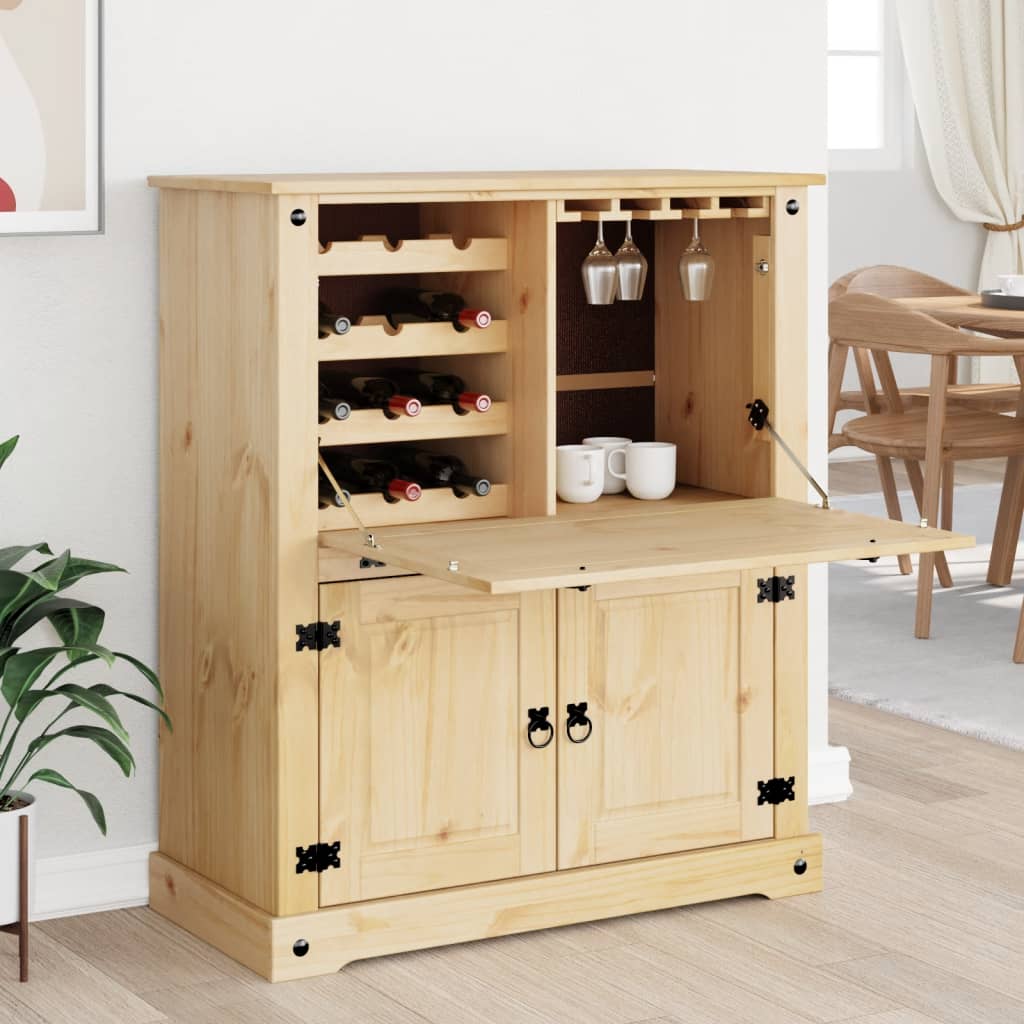 Corona tömör fenyőfa bortároló szekrény 97 x 45 x 114 cm
