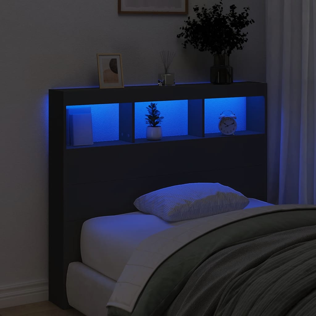 fekete áthidalószekrény LED-világítással 120 x 17 x 102 cm