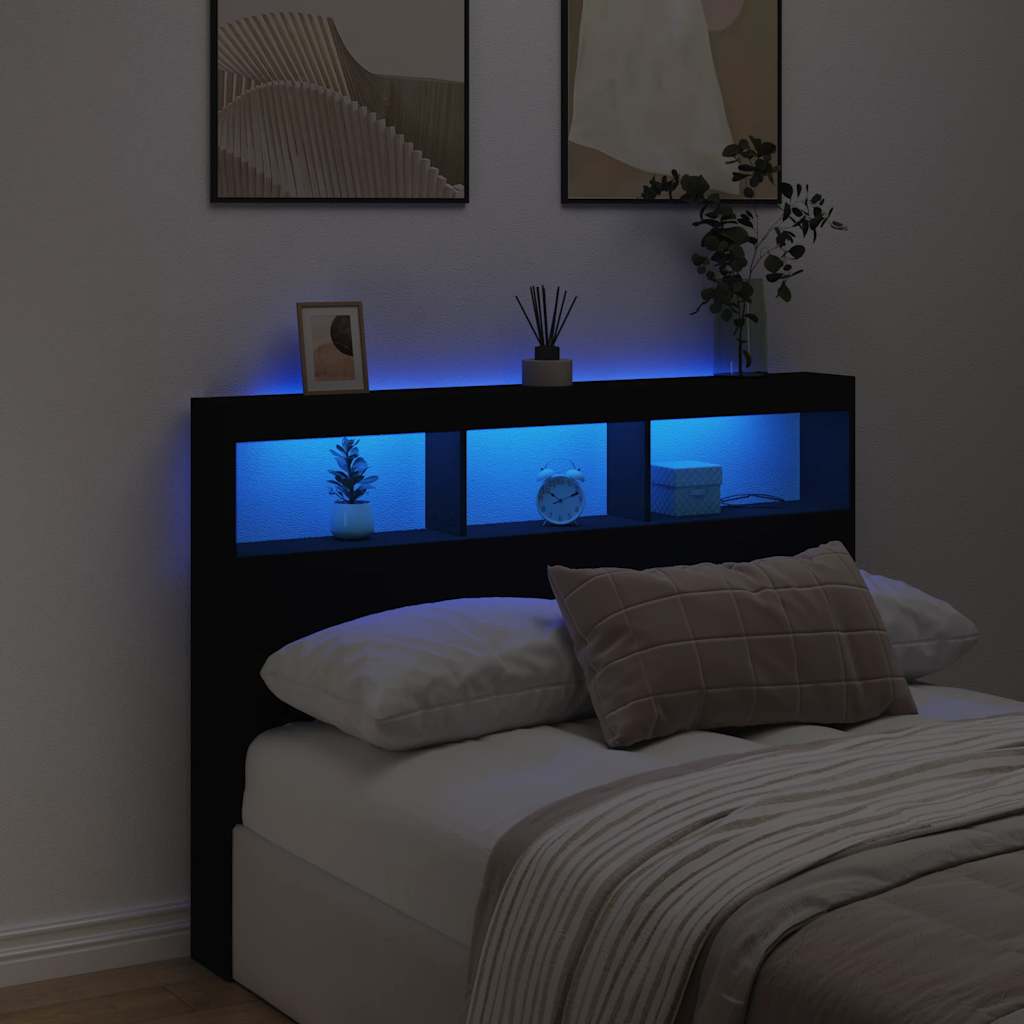 fekete áthidalószekrény LED-világítással 140 x 17 x 102 cm
