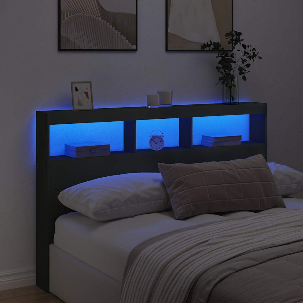 fekete áthidalószekrény LED-világítással 160 x 17 x 102 cm