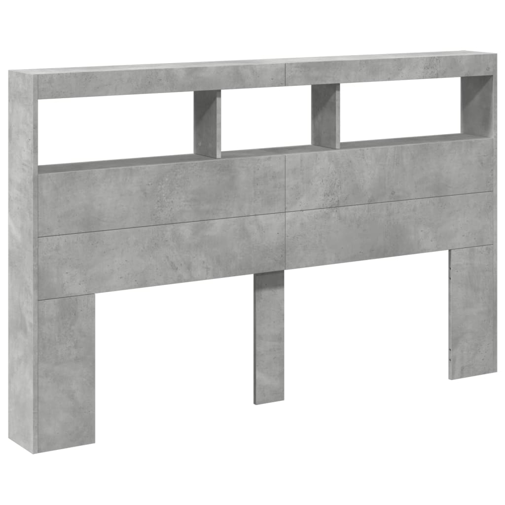 betonszürke áthidalószekrény LED-világítással 160 x 17 x 102 cm