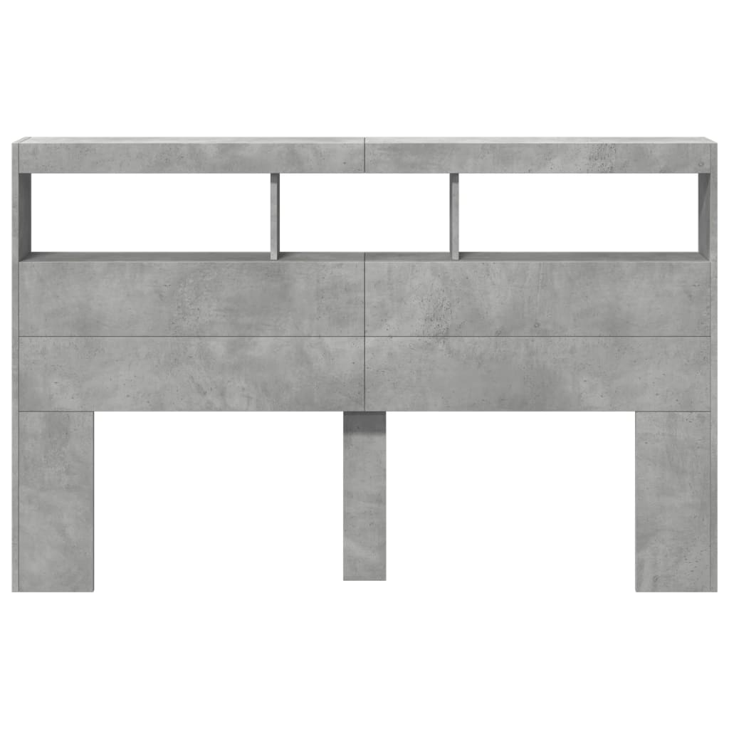 betonszürke áthidalószekrény LED-világítással 160 x 17 x 102 cm