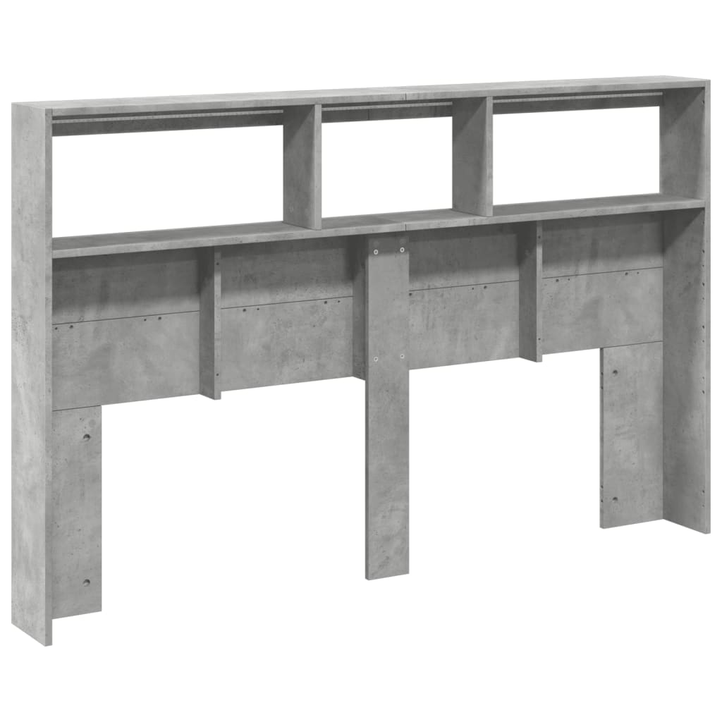 betonszürke áthidalószekrény LED-világítással 160 x 17 x 102 cm