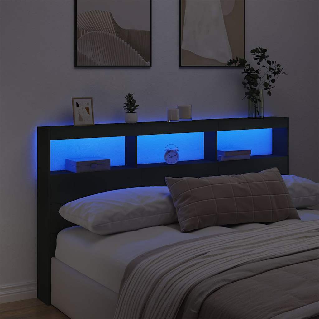 fekete áthidalószekrény LED-világítással 180 x 17 x 102 cm
