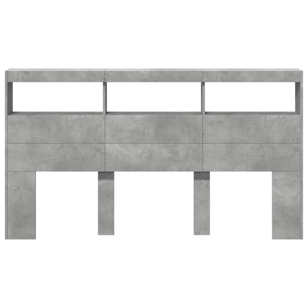 betonszürke áthidalószekrény LED-világítással 180 x 17 x 102 cm