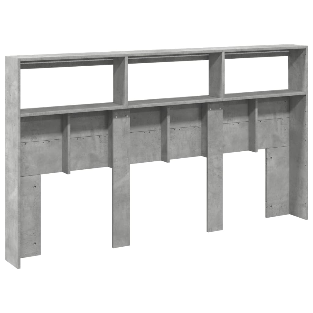 betonszürke áthidalószekrény LED-világítással 180 x 17 x 102 cm