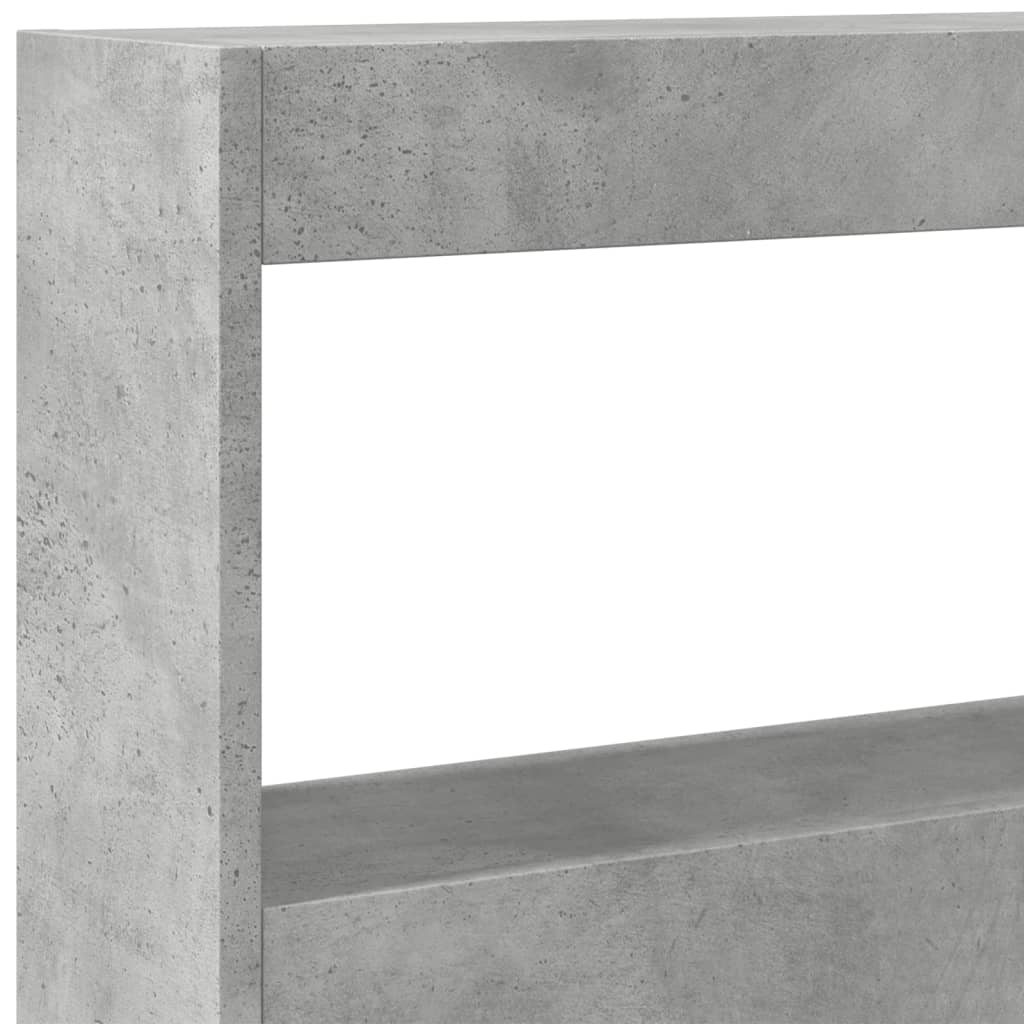 betonszürke áthidalószekrény LED-világítással 180 x 17 x 102 cm