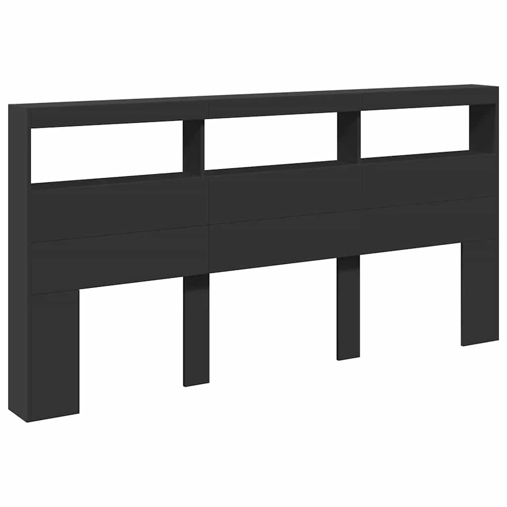 fekete áthidalószekrény LED-világítással 200 x 17 x 102 cm