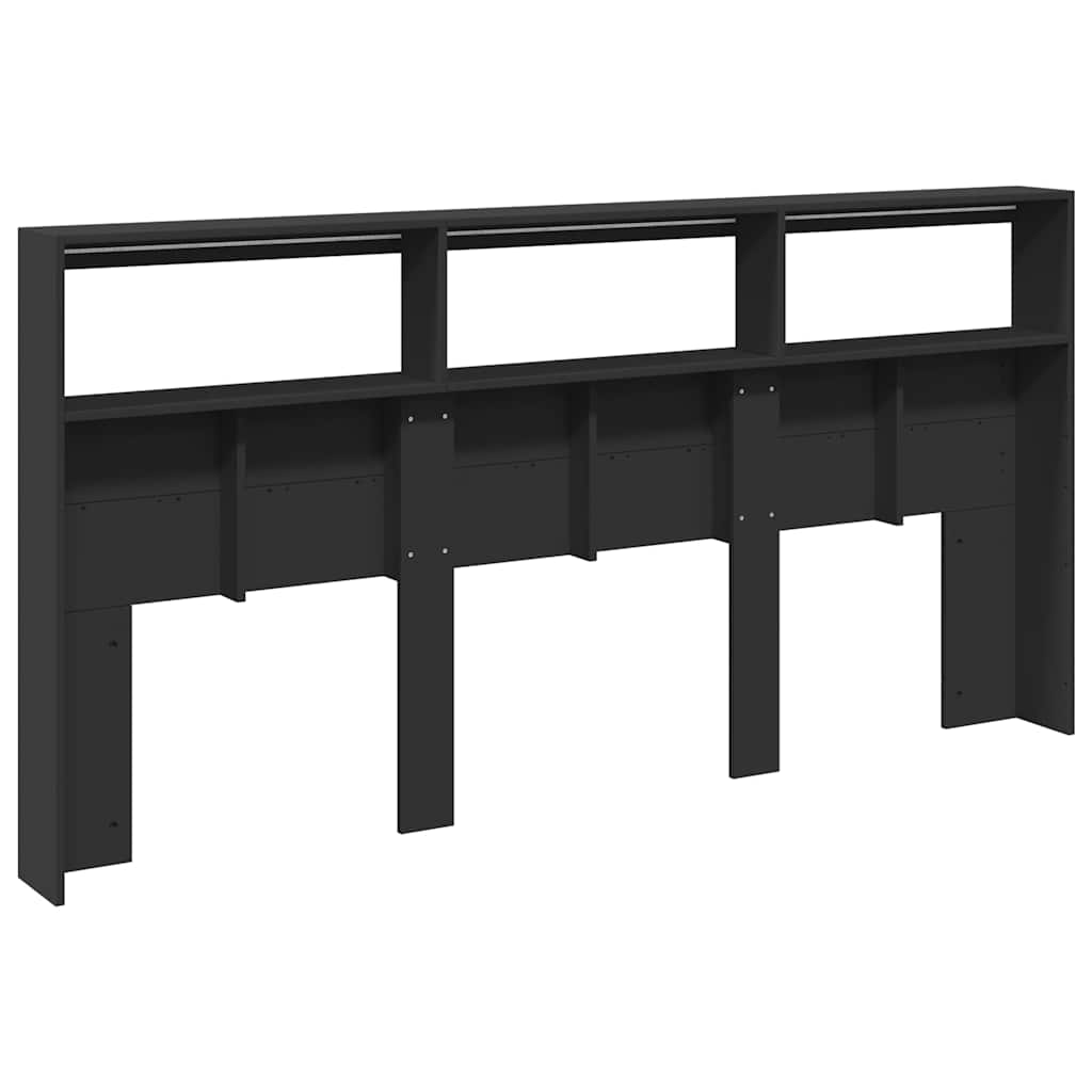 fekete áthidalószekrény LED-világítással 200 x 17 x 102 cm
