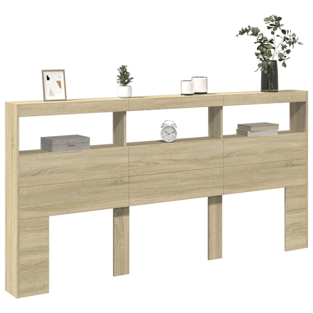 sonoma tölgy színű áthidalószekrény LED-ekkel 200 x 17 x 102 cm