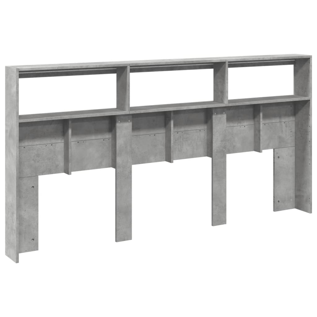 betonszürke áthidalószekrény LED-világítással 200 x 17 x 102 cm