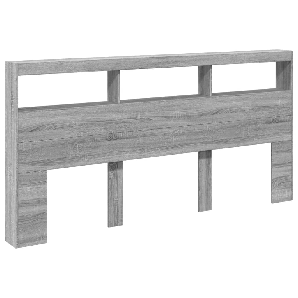 szürke sonoma színű áthidalószekrény LED-ekkel 200 x 17 x 102cm
