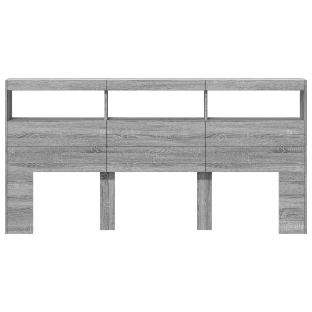 szürke sonoma színű áthidalószekrény LED-ekkel 200 x 17 x 102cm