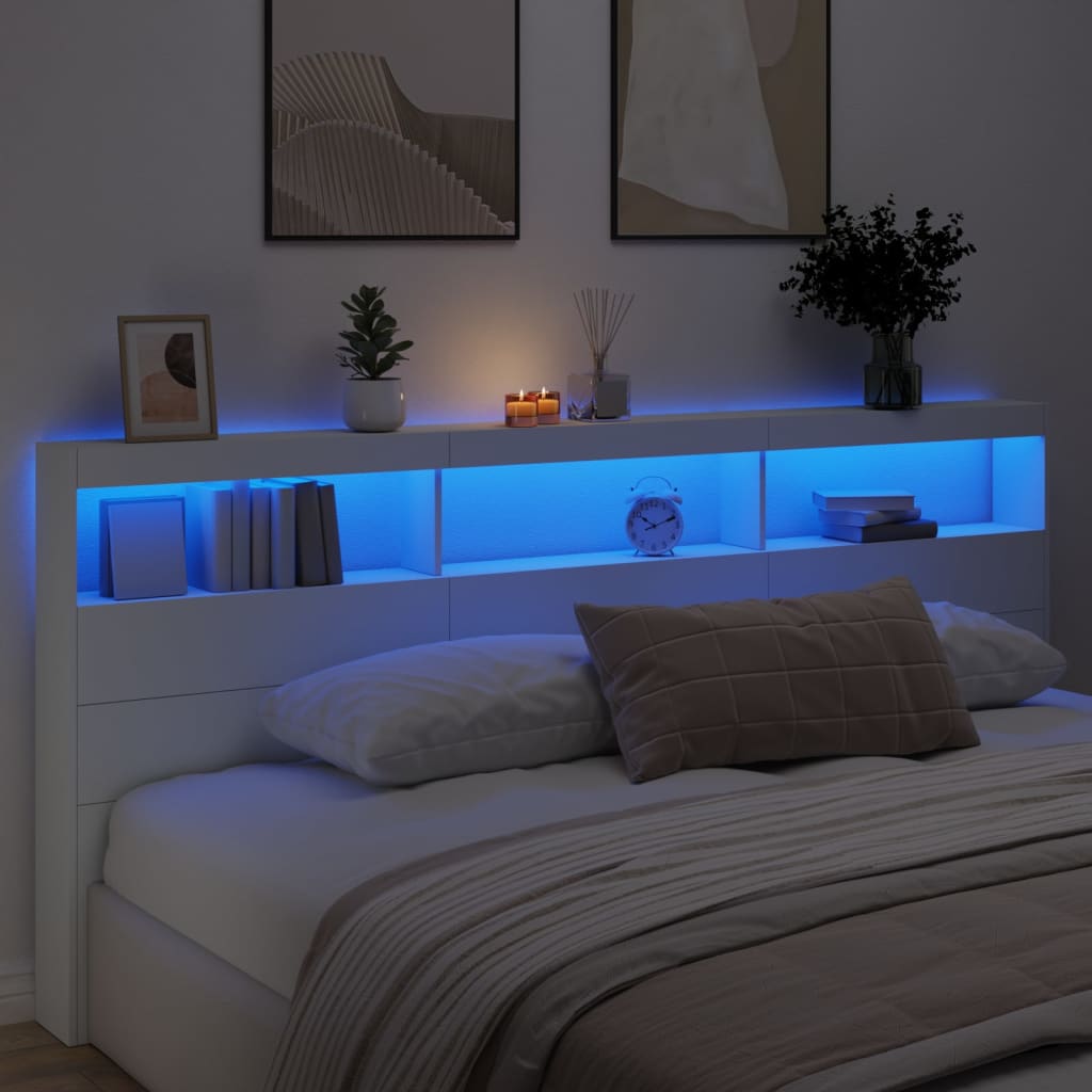 fehér áthidalószekrény LED-világítással 220 x 17 x 102 cm