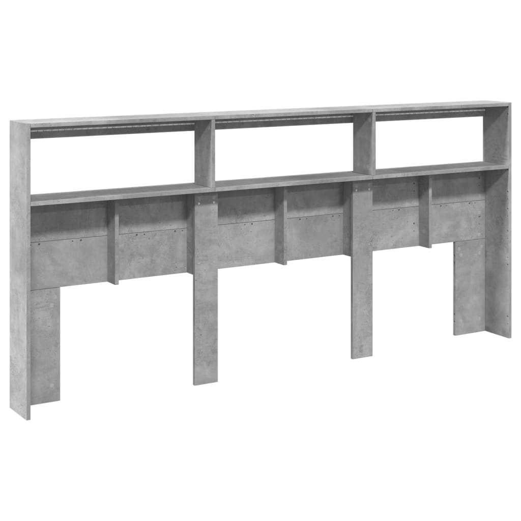 betonszürke áthidalószekrény LED-világítással 220 x 17 x 102 cm