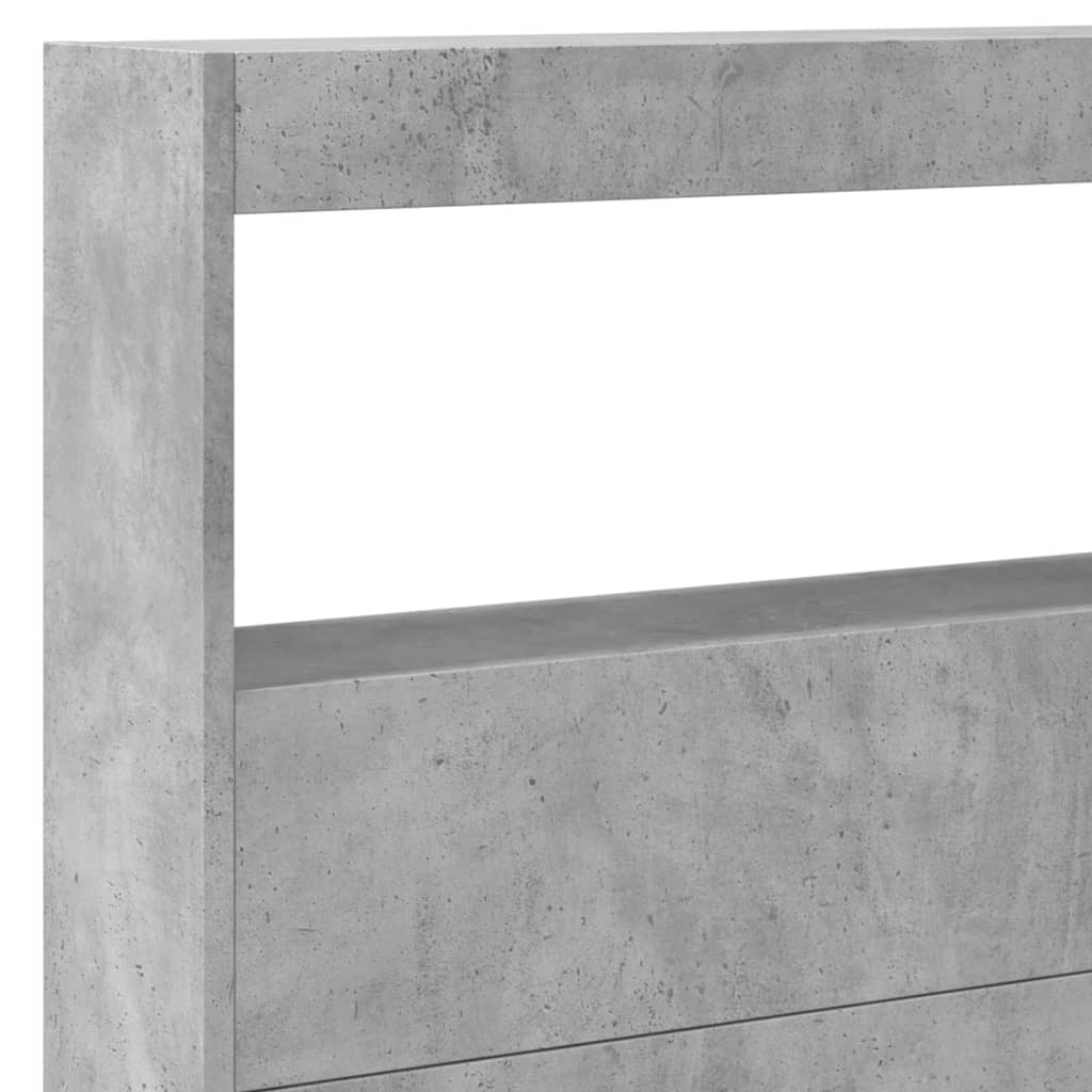 betonszürke áthidalószekrény LED-világítással 220 x 17 x 102 cm