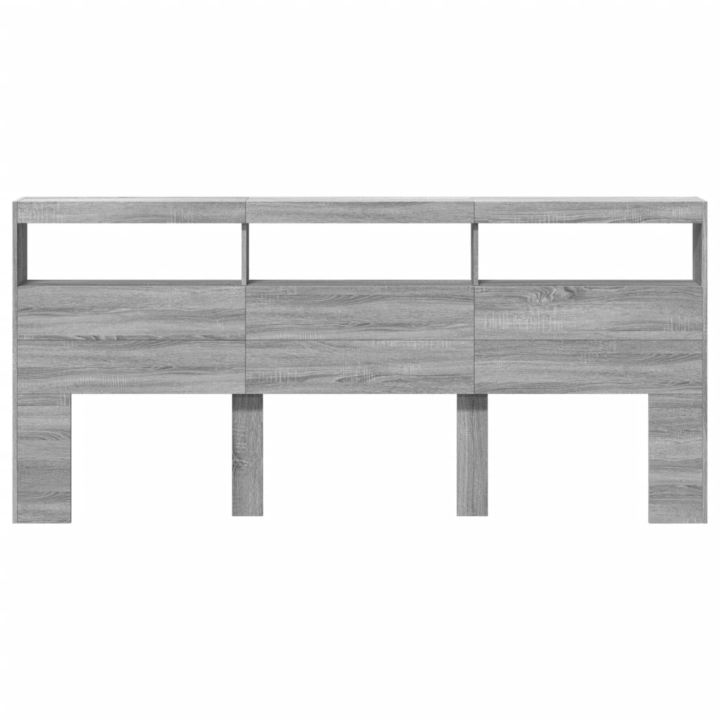 szürke sonoma színű áthidalószekrény LED-ekkel 220 x 17 x 102cm