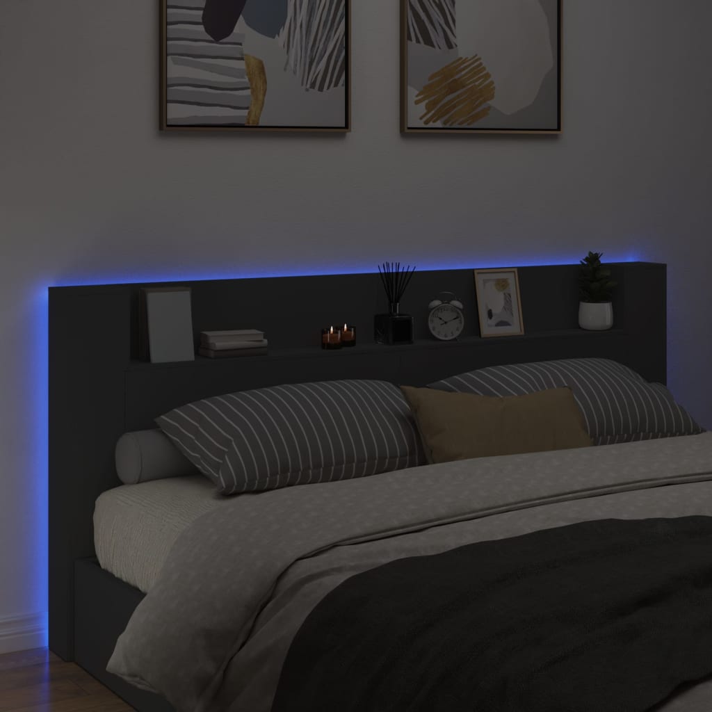 fekete áthidalószekrény LED-világítással 220 x 16,5 x 103,5 cm