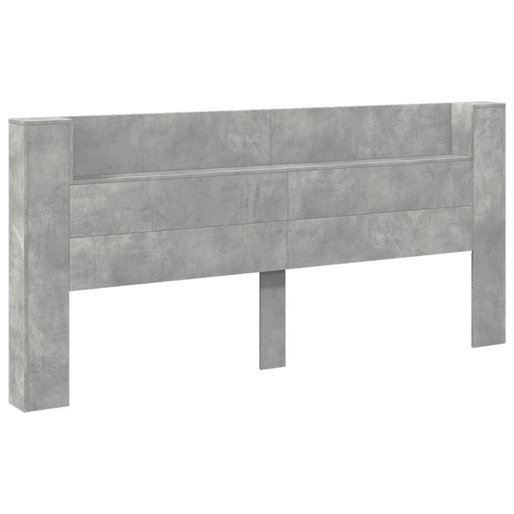 betonszürke áthidalószekrény LED-világítással 220x16,5x103,5 cm