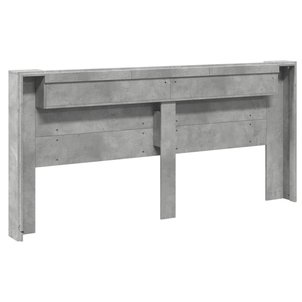 betonszürke áthidalószekrény LED-világítással 220x16,5x103,5 cm
